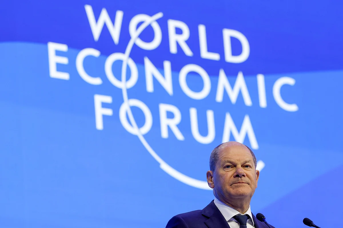 Olaf Scholz, Germany's chancellor, delivers a special address on day two of the World Economic Forum (WEF) in Davos, Switzerland, on Wednesday, Jan. 18, 2023. The annual Davos gathering of political leaders, top executives and celebrities runs from January 16 to 20.