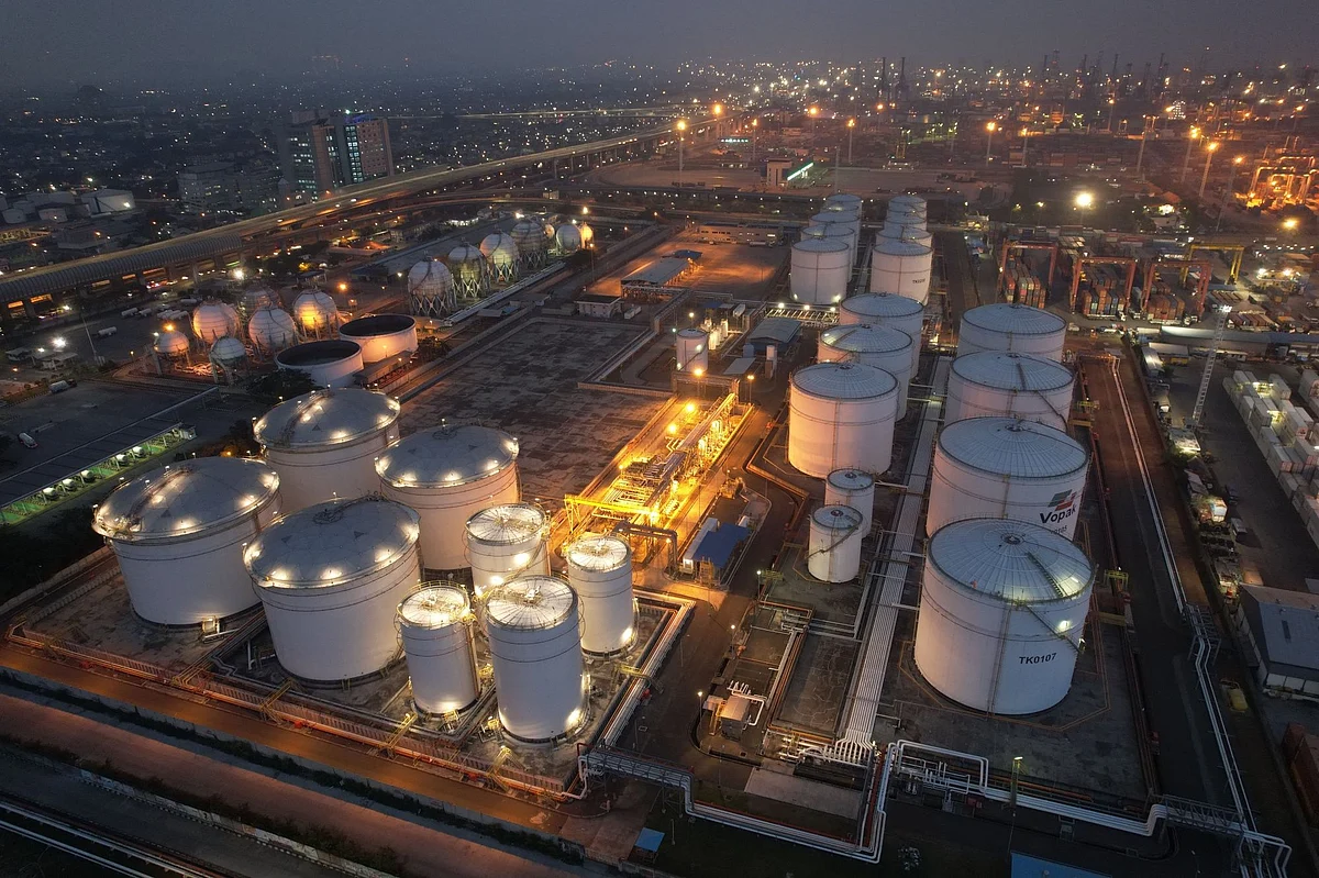 Fuel storage tanks at a PT Pertamina facility at Tanjung Priok Port in Jakarta, Indonesia, on Monday, Dec. 5, 2022. Pertamina is looking to buy crude for the February arrival to its Cilacap refinery, according to a tender document seen by Bloomberg. Photographer: Dimas Ardian/Bloomberg
