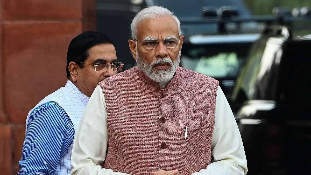 Narendra Modi, India's prime minister, addresses the media at the Parliament House in New Delhi, India, on Wednesday, on Dec. 7, 2022. India’s parliament begins its winter session that’s likely to conclude on Dec. 29.