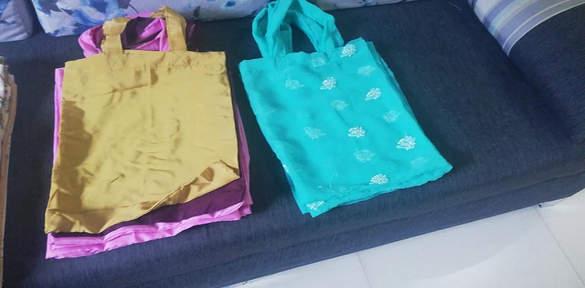 Cloth bags made from used sarees