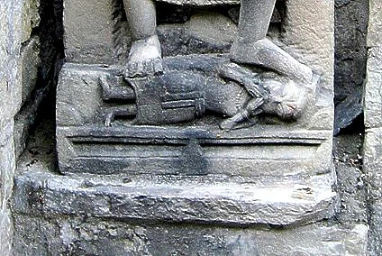 Hanuman crushing Panouti, detail