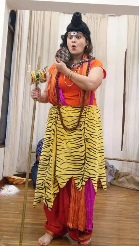 Radhika as Lord Shiva at a storytelling session on Mahashivratri