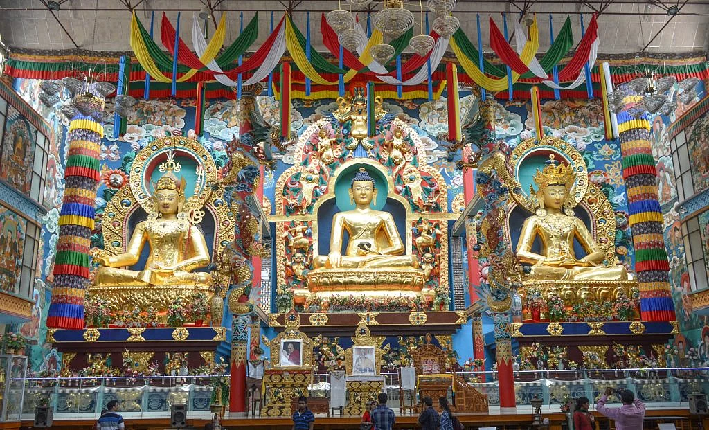 The shrine in the Namdroling Buddhist Monastery