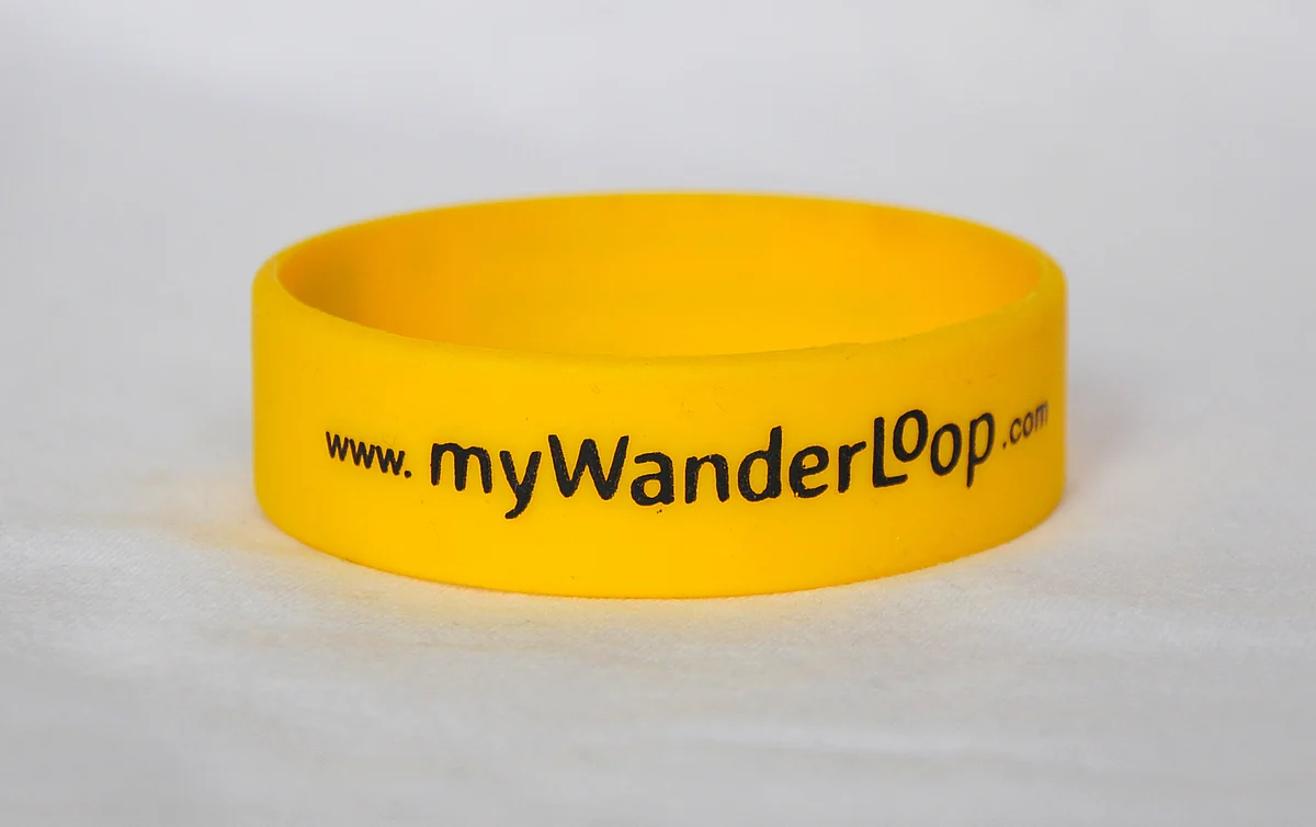 A close-up of the myWanderLoop wristband