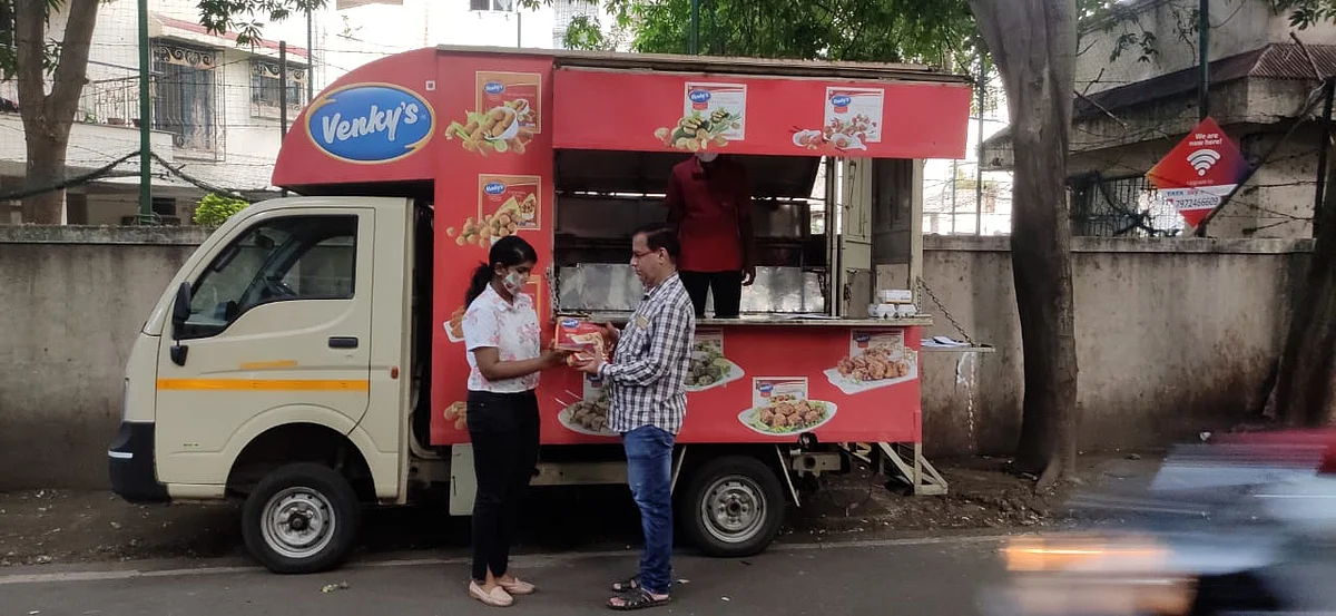 The bright Venky's van - Radhika's delivery counter