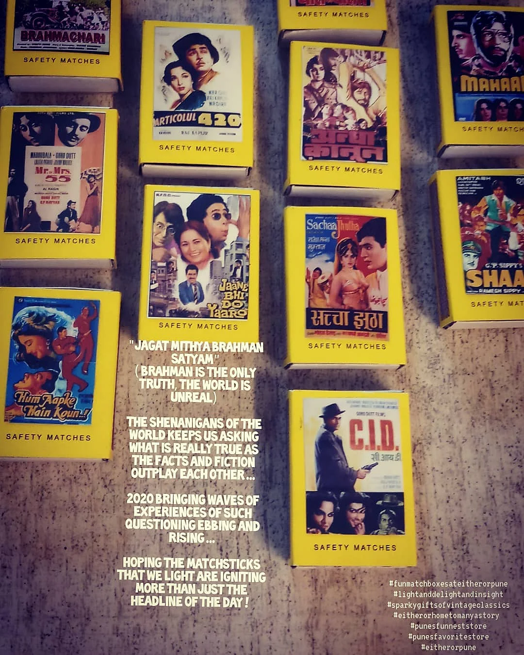 Collectible matchboxes are also available at Either Or