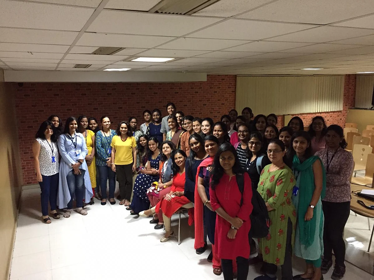 A photo shoot after one of her corporate workshops on stress management