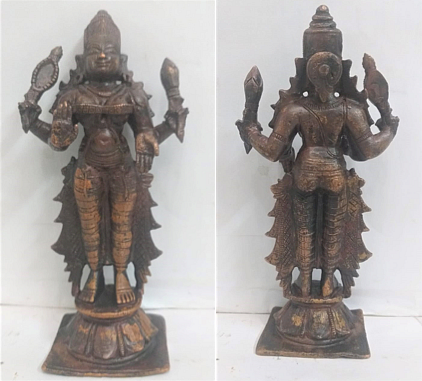 Bronze statue of Himavanti, front and rear view.