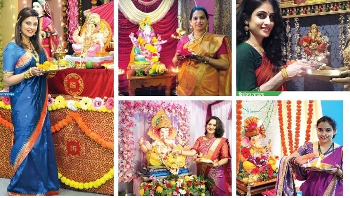 श्री गणेशाला ओवाळताना गोमंतकन्या