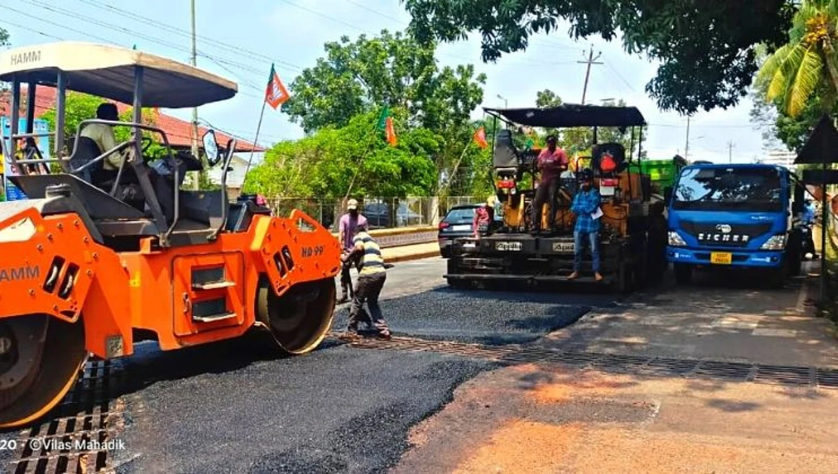 अमित शहांच्या दौर्यामुळे गोव्यातील खड्डे दुरुस्तीला लागला मुहूर्त