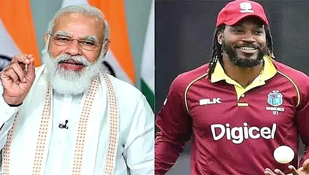 Prime Minister Narendra Modi & Chris Gayle
