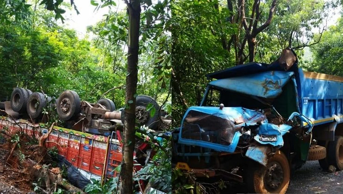 चोर्ला घाटात दोन ट्रकांचा भीषण अपघात