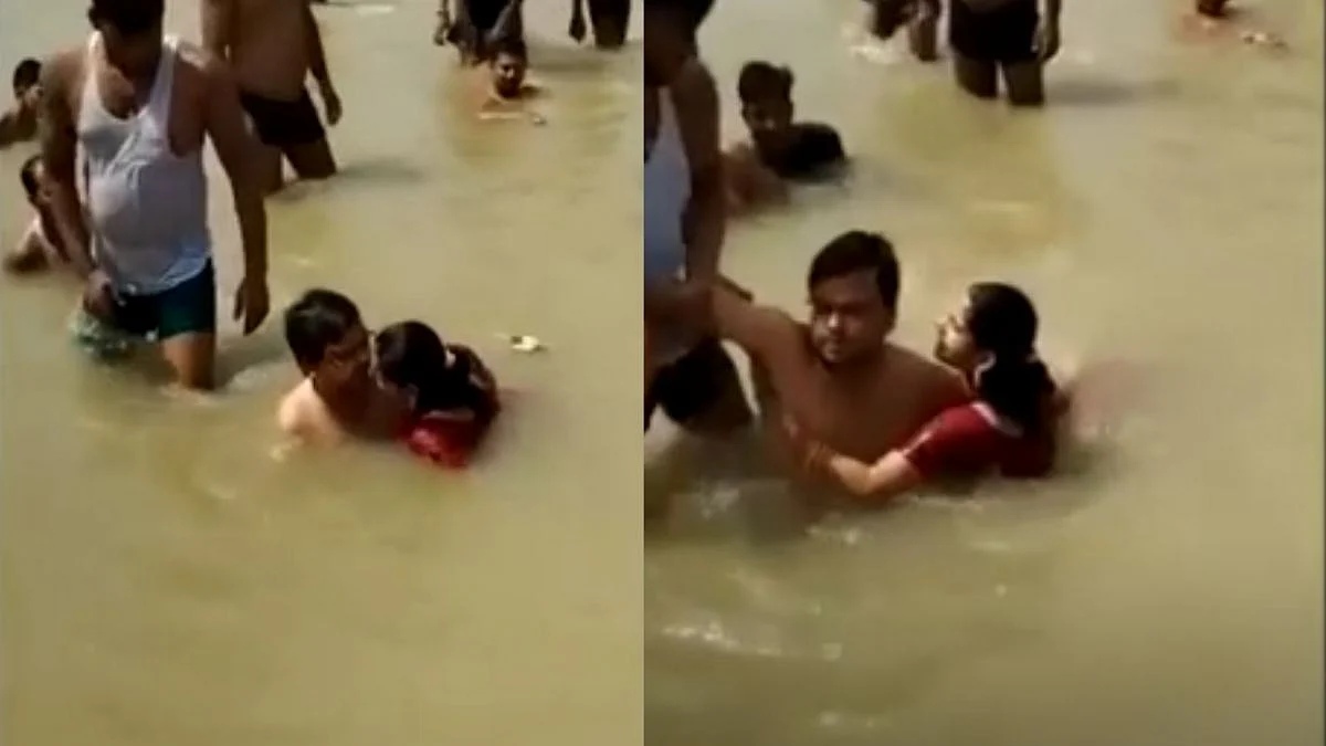 अयोध्येतील सरयू नदीत तरुणाचा प्रणय प्रसंग, संतप्त जमावाने केली मारहाण