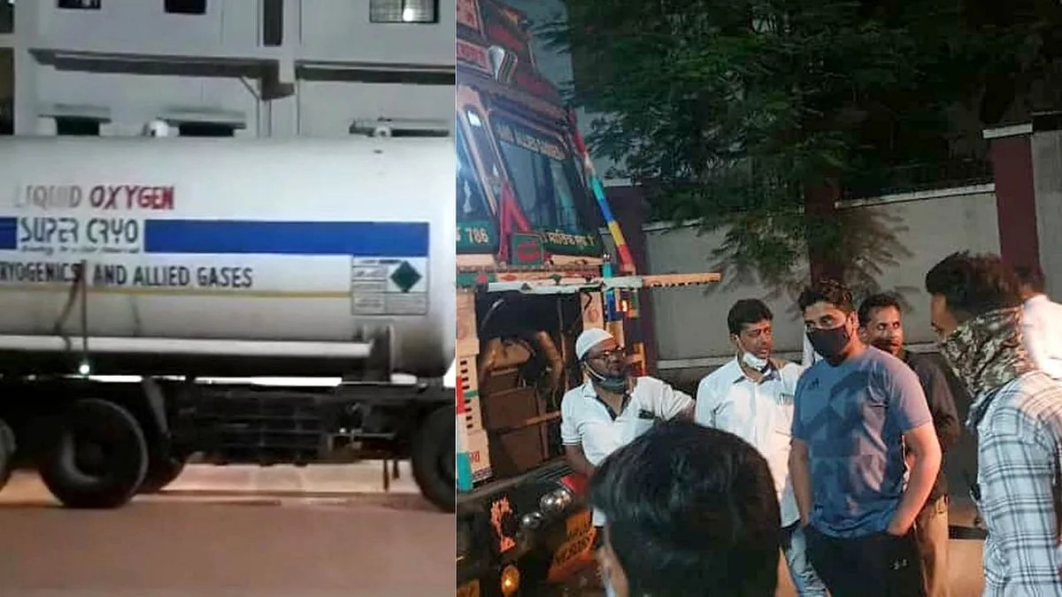 बंद पडलेला ऑक्सिजनचा टँकर सुरू झाल्याने अनर्थ टळला