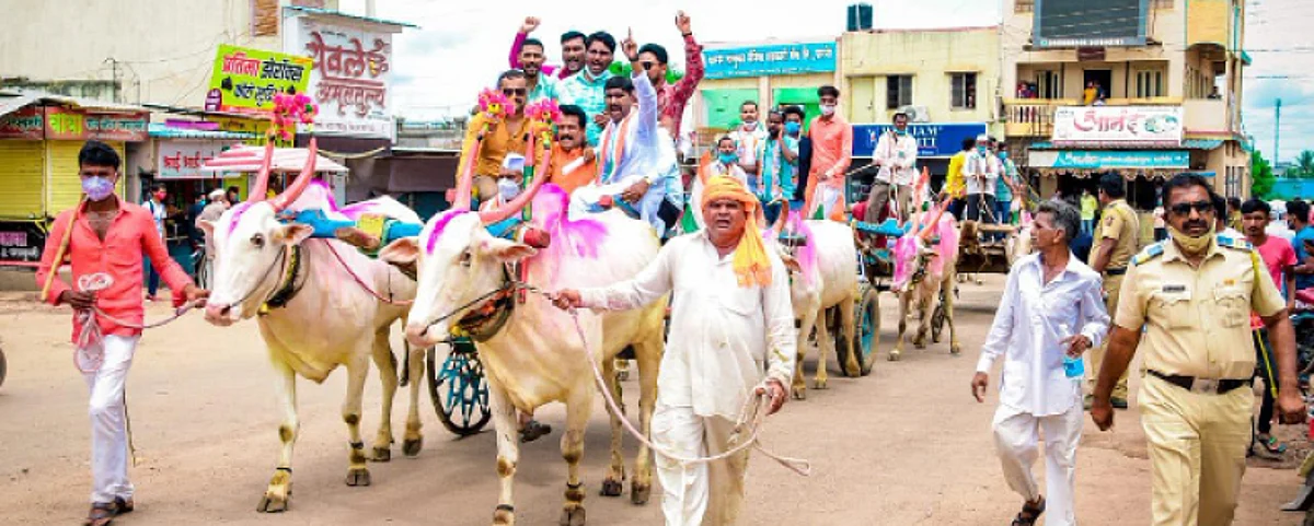 महागाईविरोधात बैलगाडी रॅली