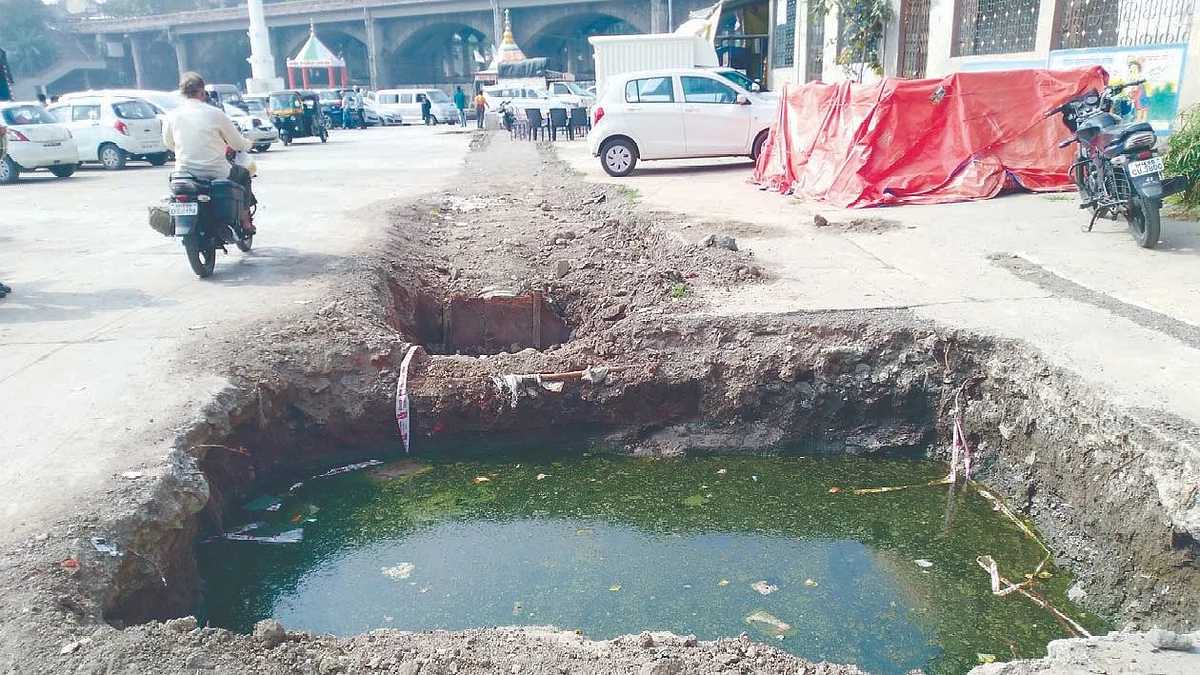 Parking work at Ramkund moving at snail’s pace