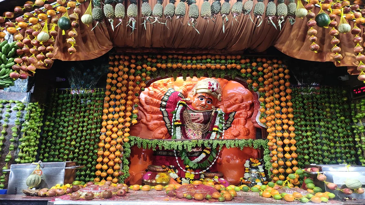 Video : सप्तशृंगी देवी मंदिर १४ प्रकारच्या फळांनी सजलं; दर्शन घ्या एका क्लिकवर