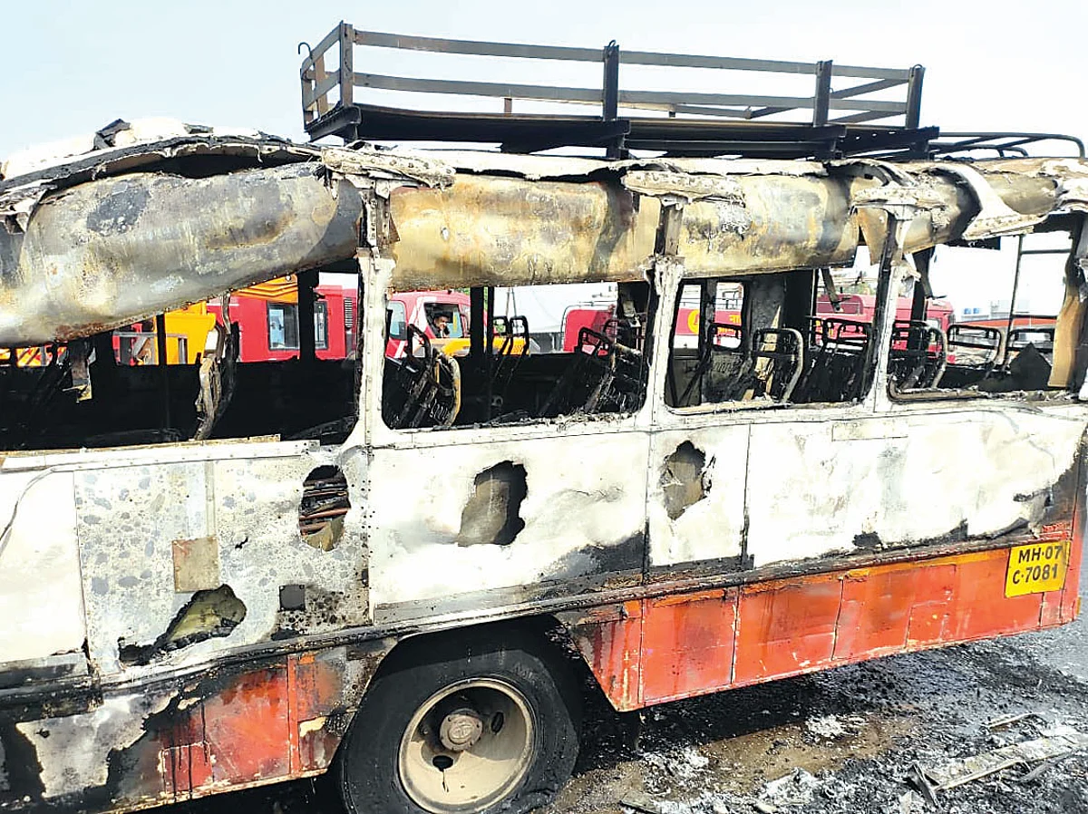 Bus catches fire in a freak accident; two killed