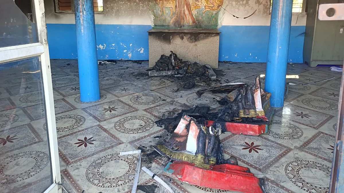 कोकणगाव येथे बौद्ध विहारमध्ये लागली आग
