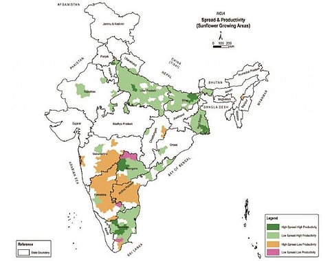 सूरजमुखी की खेती के लिए प्रभावी क्षेत्र 
