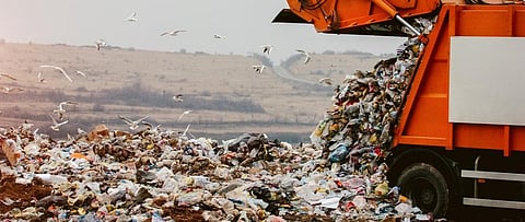 Plastic waste being dumped in a landfill. Photo: Getty Images