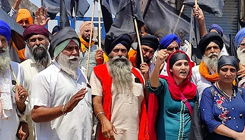 Farmers at Singhu observed a Black Day May 26 as their protests completed half a year. Photo: Samyukt Kisan Morcha
