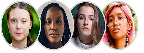 From left: Climate activists Greta Thunberg from Sweden, Vanessa Nakate from Uganda, Dominika Lasota from Poland and Mitzi Jonelle Tan from the Philippines