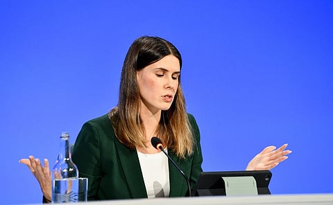 Siri Hellion Stav, Deputy Mayor of Environment and Mobility in Oslo, speaking at the Ministers and Mayors on Buildings as Critical Climate Solution event, part of COP26, at the SEC, Glasgow. 11 November 2021. Photograph: Justin Goff/ UK Government