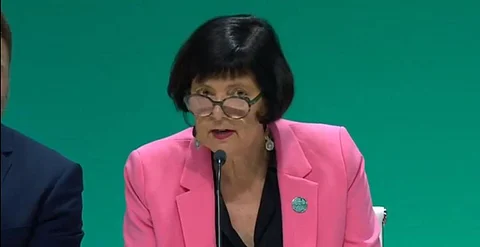 Dan Jørgensen of Denmark and Barbara Creecy of South Africa (pictured) have been appointed as the ministerial pair to lead the GST negotiations till the end of COP28. Photo screenshot credit: @COP28_UAE / X