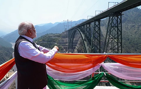 PM Narendra Modi inaugurating the Chenab bridge