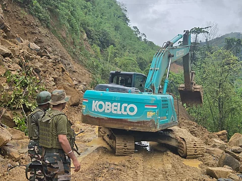 Rescue operations by Indian Army in Manipur following heavy rainfall in early June 2025.