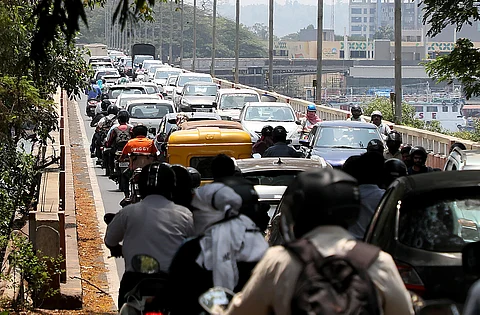Gridlock on Mandovi Bridge in Panaji.