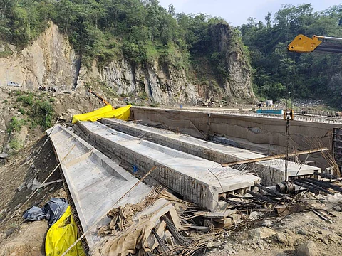 Underconstruction bridge worth crores collapses in Padchhu, Mandi district, Himachal Pradesh.