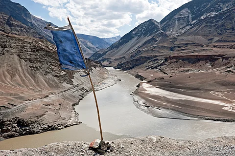 Indus and Zanskar rivers' confluence in Ladakh.