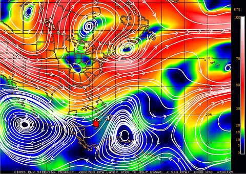 High-level steering winds sent Hurricane Melissa on a sharp turn directly into Jamaica on Oct. 28, 2025. 