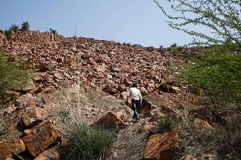 File photo showing illegal stone mining in Aravallis.