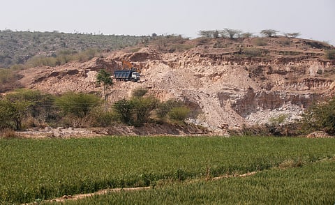 File photo showing illegal stone mining in Aravallis.