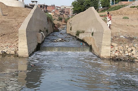 The Assi drain flows directly into the Ganges in Varanasi. 