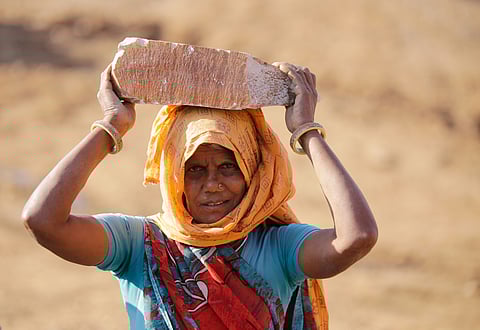 A woman MGNREGA worker in Rajasthan.