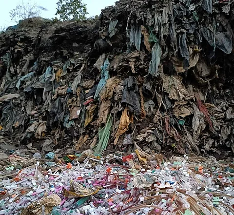 Biomedical waste disposed of at a municipal dumpsite. Photo: Keshav Lahoti
