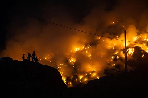 Earlier this week, a fire had broken out in Delhi's Ghazipur landfill as well. Photo:  Vikas Choudhary / CSE
