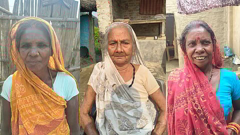 बाएं से दाएं। उम्दा देवी, रामेश्वरी देवी व कालो देवी। फोटो: राहुल कुमार गौरव 