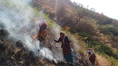 19 जनवरी को चमोली के पीपलकोटी में जंगलों में लगी आग को नौरख गांव की चार महिलाओं ने बुझाया। 