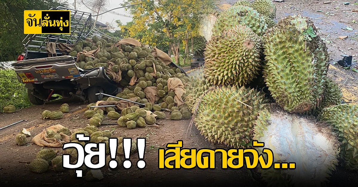 เสียดายจัง... รถทุเรียนยางระเบิด ทุเรียน เสียหายหลายแสน