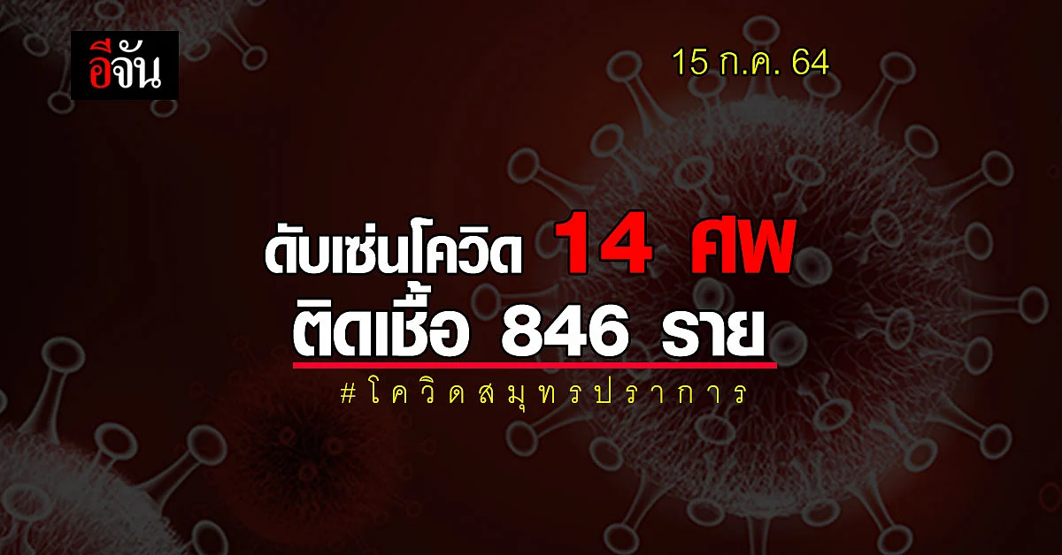 15 ก.ค. 64 โควิดสมุทรปราการ ดับ 14 ศพ ติดโควิด +846 ราย