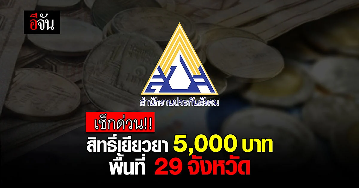 ตรวจสอบสิทธิ เยียวยา 5,000 บาท ม.39 ม.40 พื้นที่ 29 จังหวัดแดงเข้ม