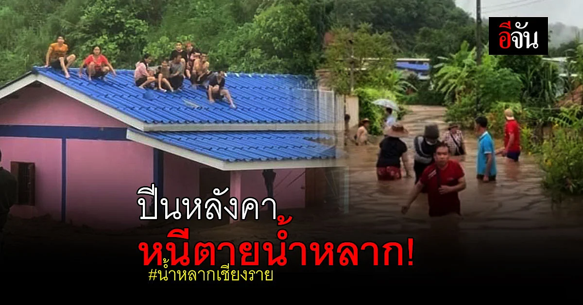 เริ่มคลี่คลาย น้ำป่าดอยนางนอน หลากท่วมบ้าน ต้องปีนหลังคาหนีตาย