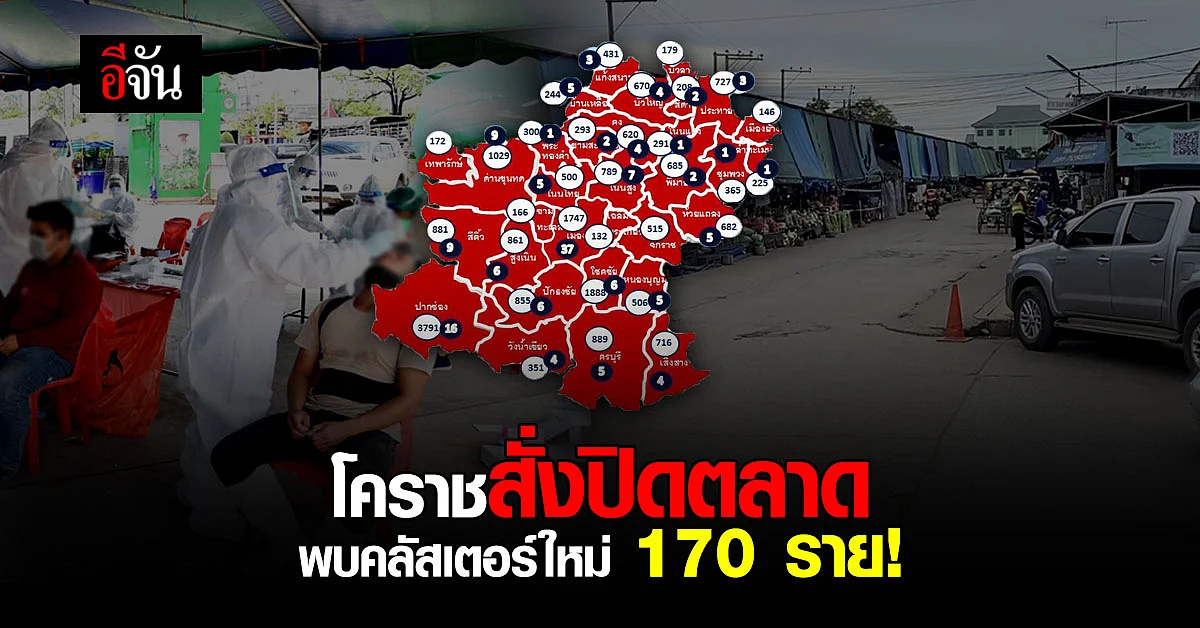โคราชสั่งปิดตลาดสุรนารี หลังพบคลัสเตอร์ใหม่ 170 ราย