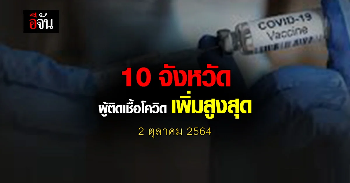 ศบค. เปิด 10 จังหวัด ติดเชื้อโควิด สูงสุด วันนี้ 2 ตุลาคม 2564