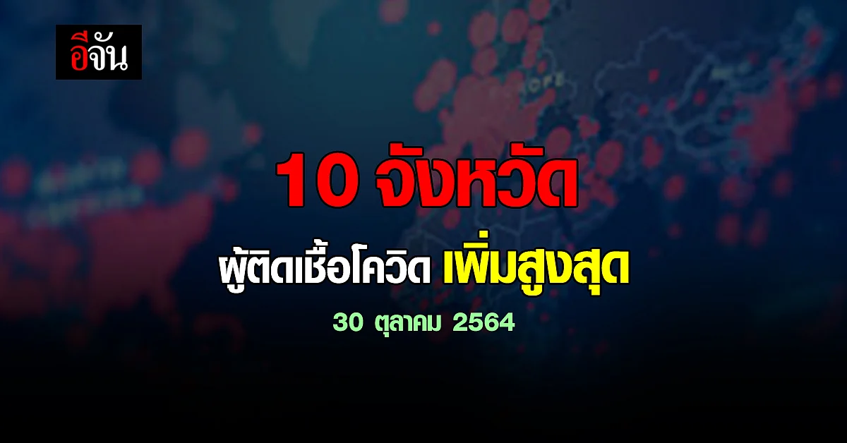 ศบค. เปิด 10 จังหวัด ติดเชื้อโควิด สูงสุด วันนี้ 30 ตุลาคม 2564